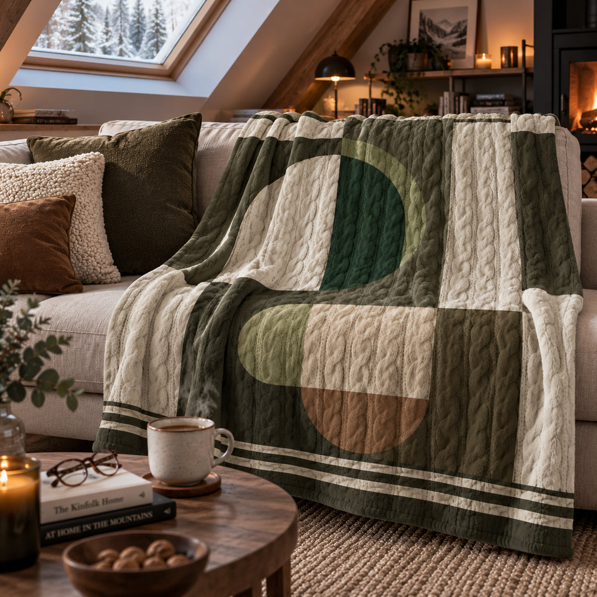 Plaid Tricot Astratto Verde