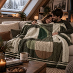 Plaid Tricot Astratto Verde