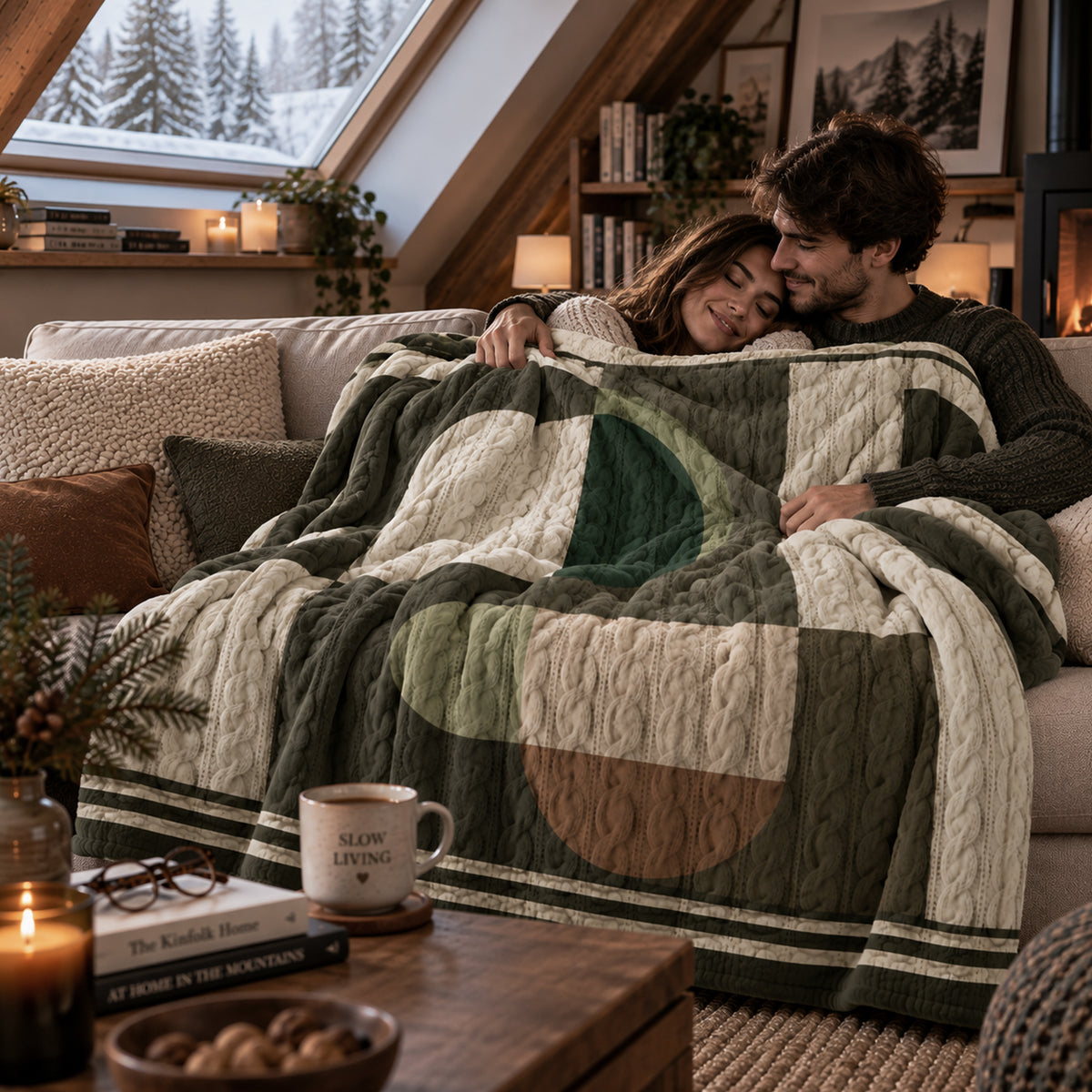 Plaid Tricot Astratto Verde