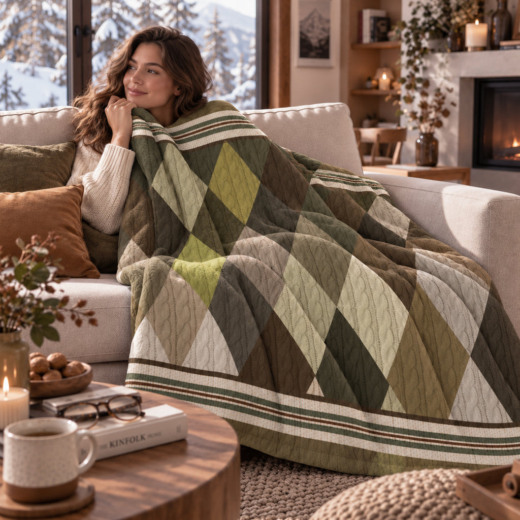 Plaid Tricot Rombo Verde
