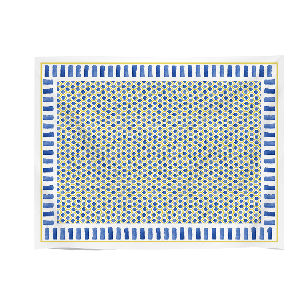 Yoko blue mosaic tablecloth