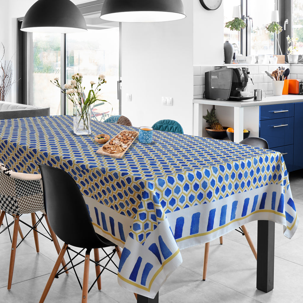 Yoko blue mosaic tablecloth