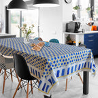 Yoko blue mosaic tablecloth
