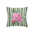 Cuscino Peony righe verdi fiori