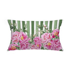 Cuscino Peony righe verdi fiori