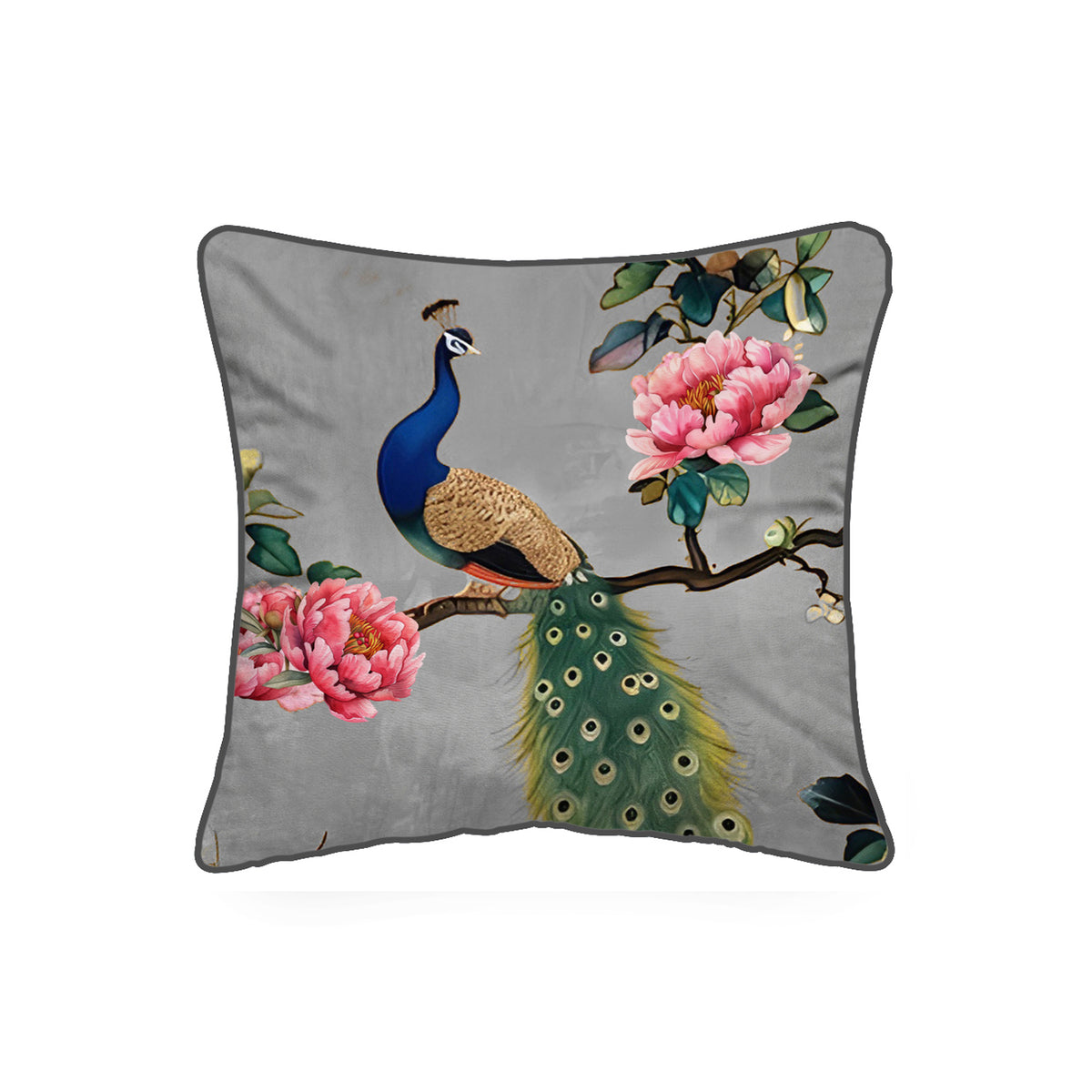 Cuscino Quadrato Voliera Pavone Blu