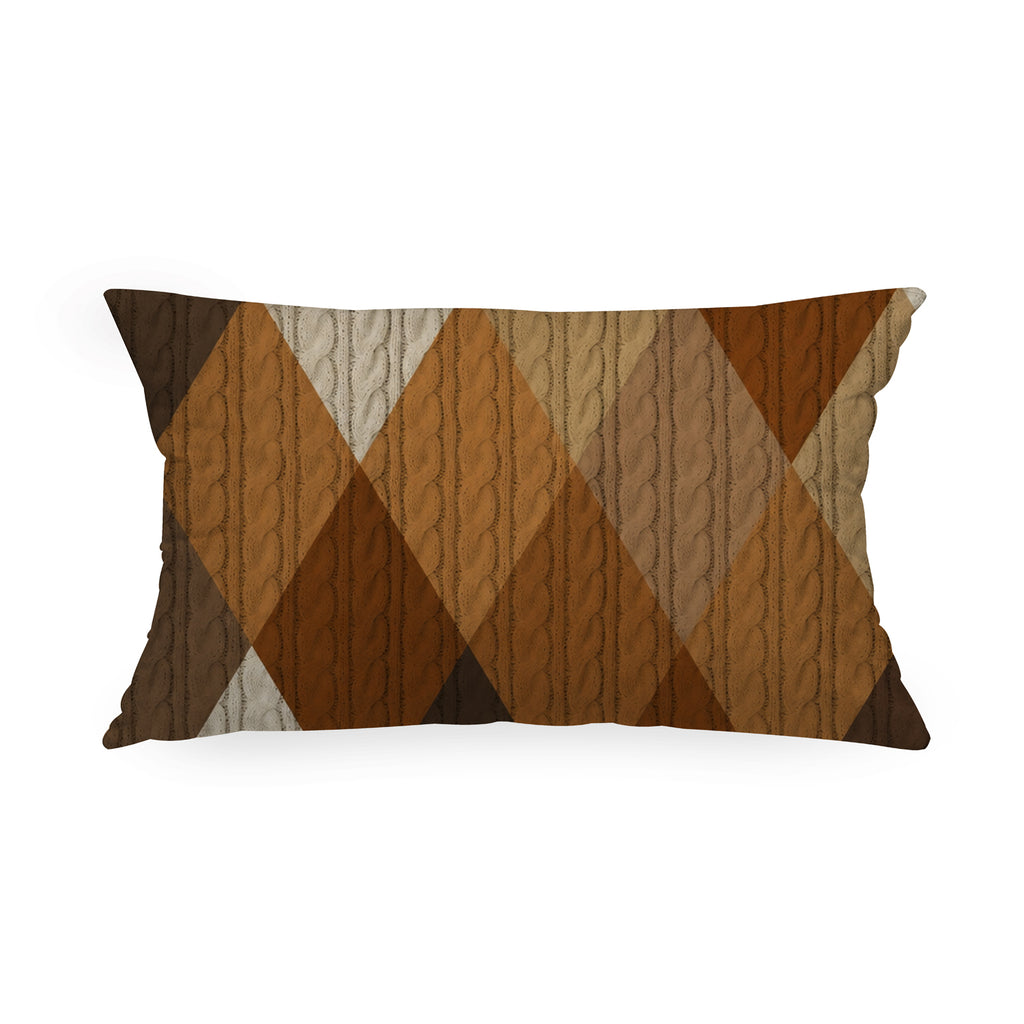 Cuscino Rettangolare Tricot Rombo Marrone