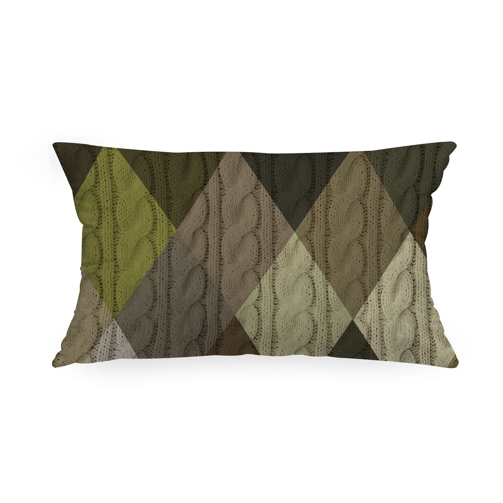 Cuscino Rettangolare Tricot Rombo Verde Scuro