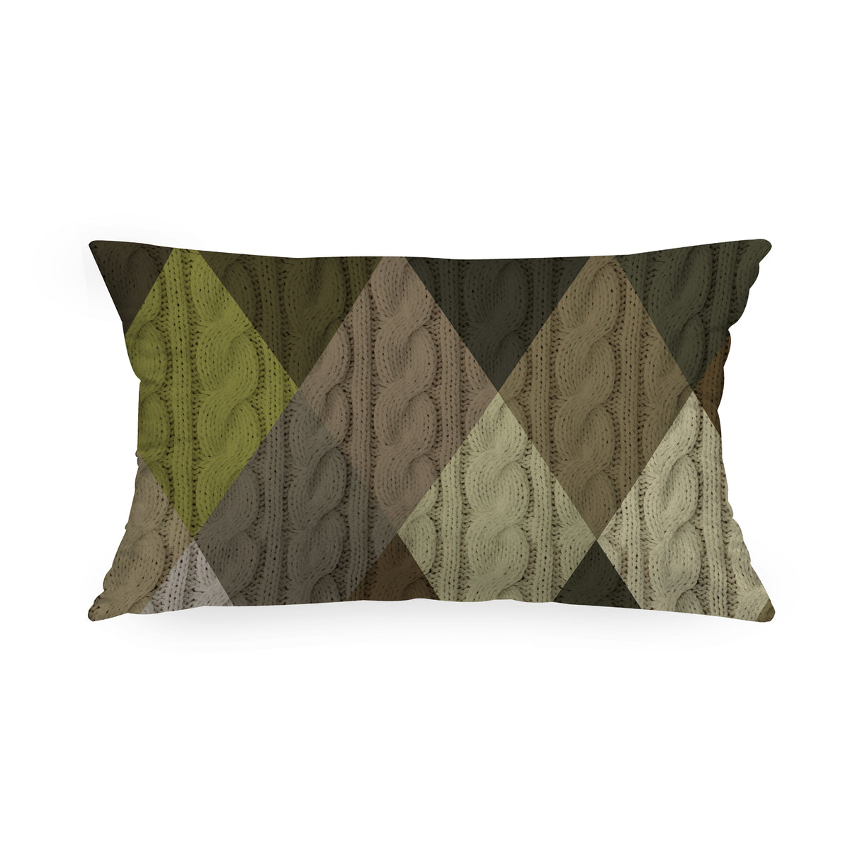 Cuscino Rettangolare Tricot Rombo Verde Scuro
