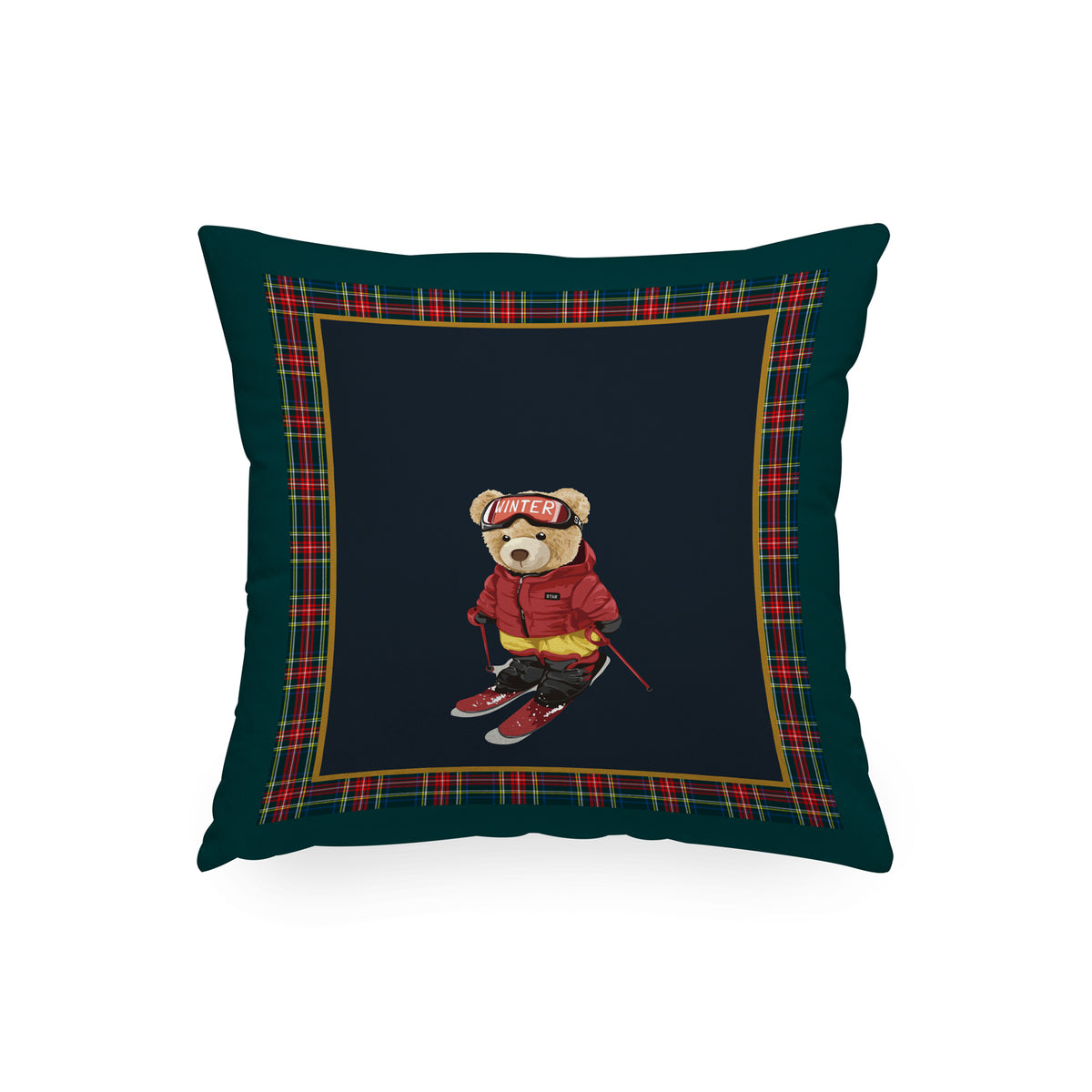 Cuscino Quadrato Sport Bear Sciatore