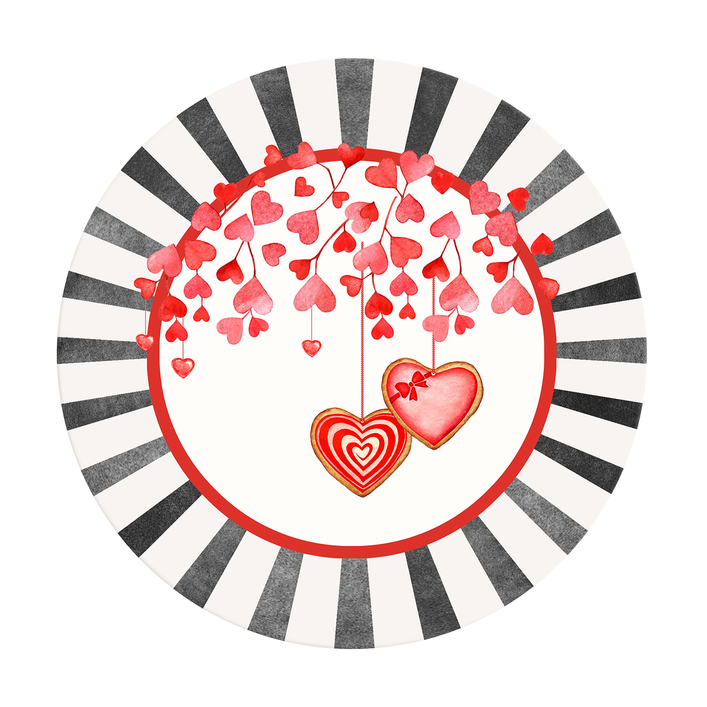 Sottopiatto rivestito Secret Love Righe nere set da 2 pezzi