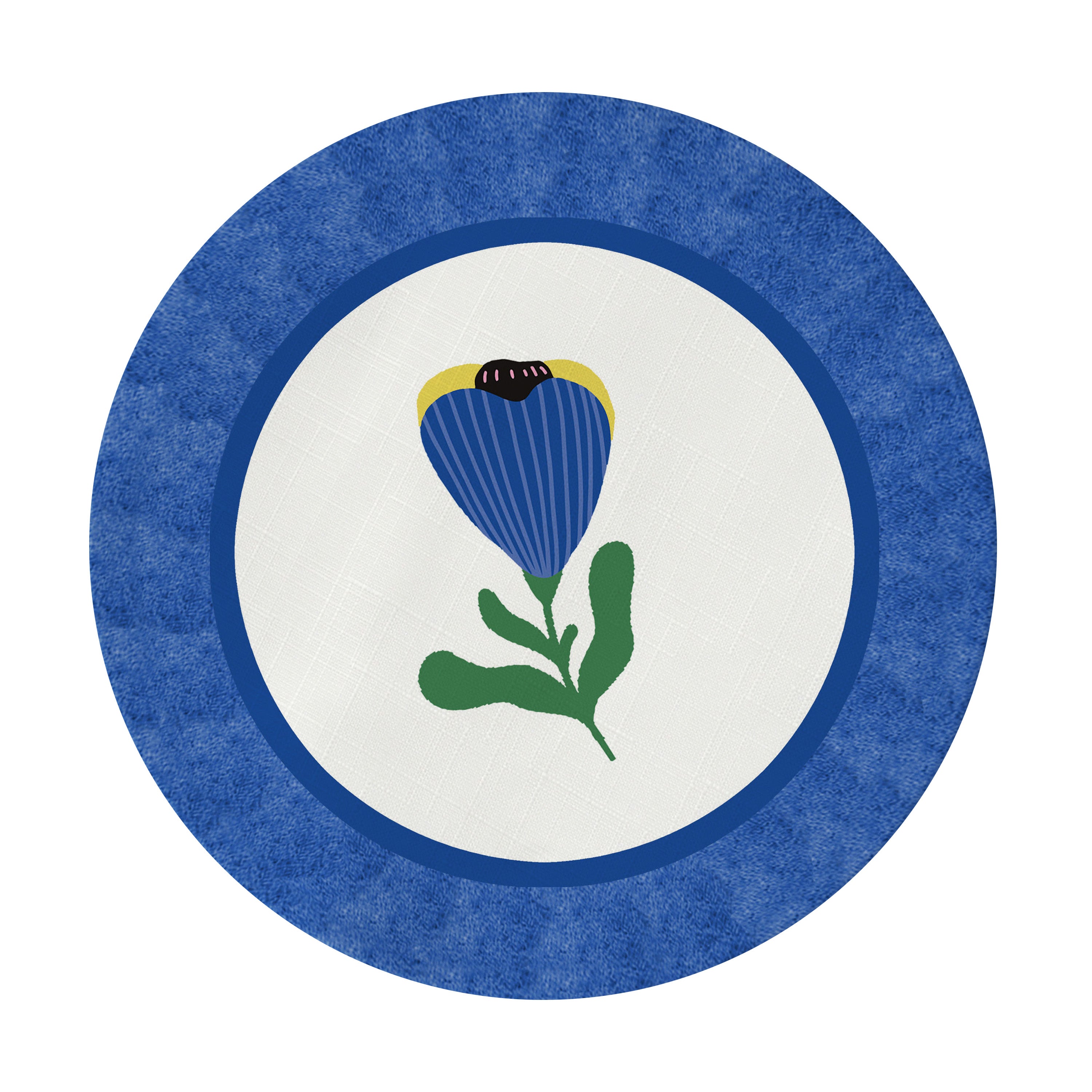 Sottopiatto rivestito Yoko fiori blu set da 2 pezzi
