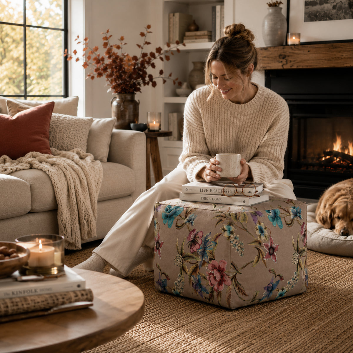 Pouf Quadrato Astor Beige