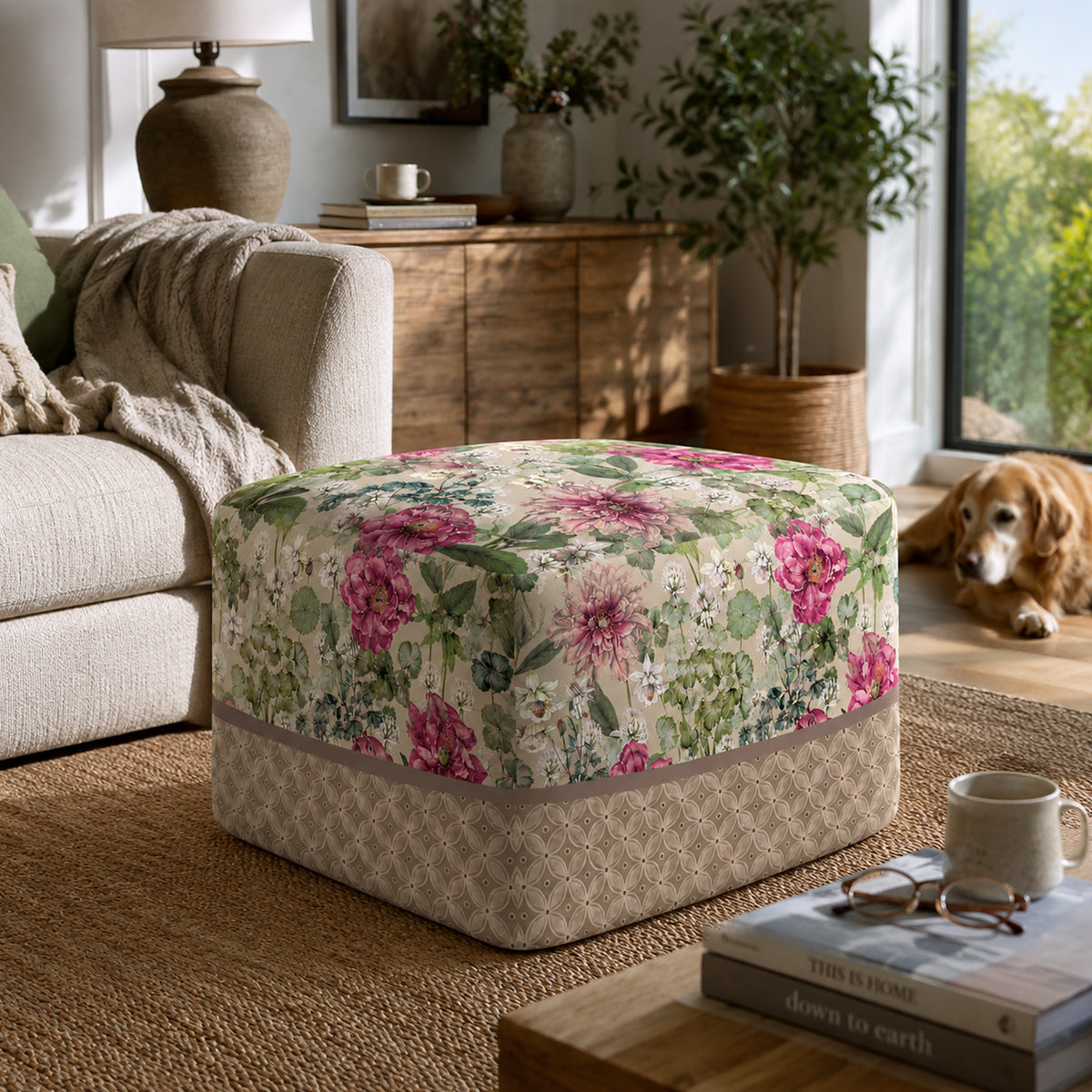Pouf Quadrato Giardino Beige