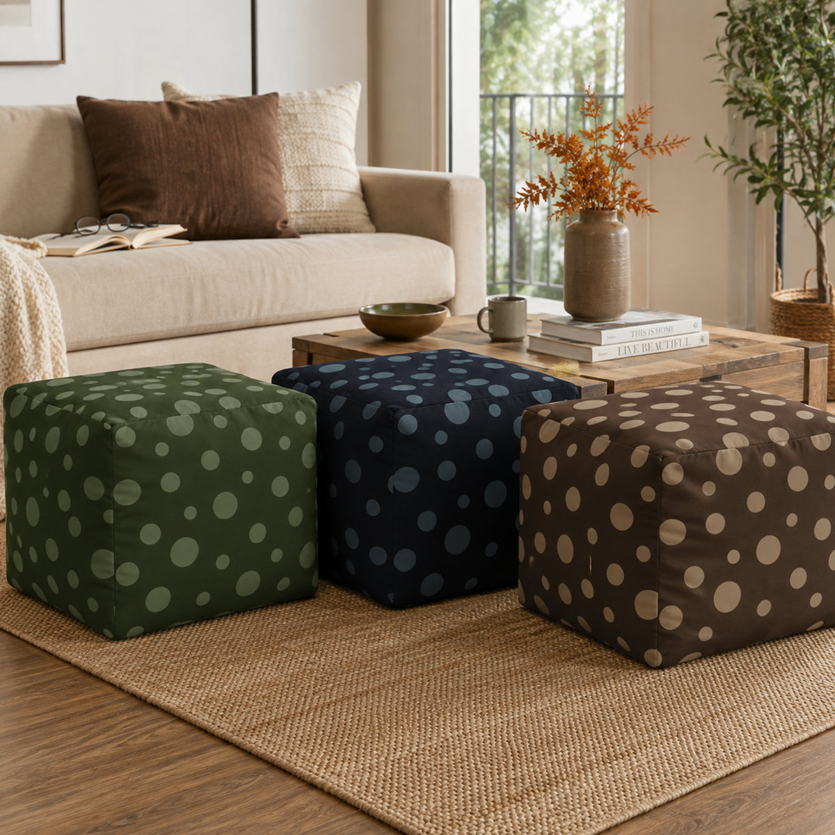 Pouf Quadrato Pois