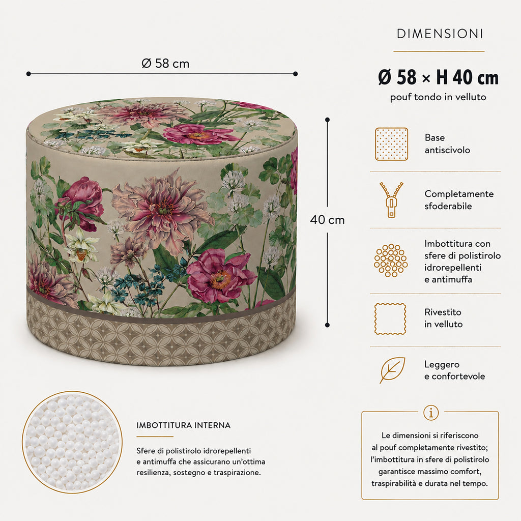 Pouf Rotondo Giardino Beige