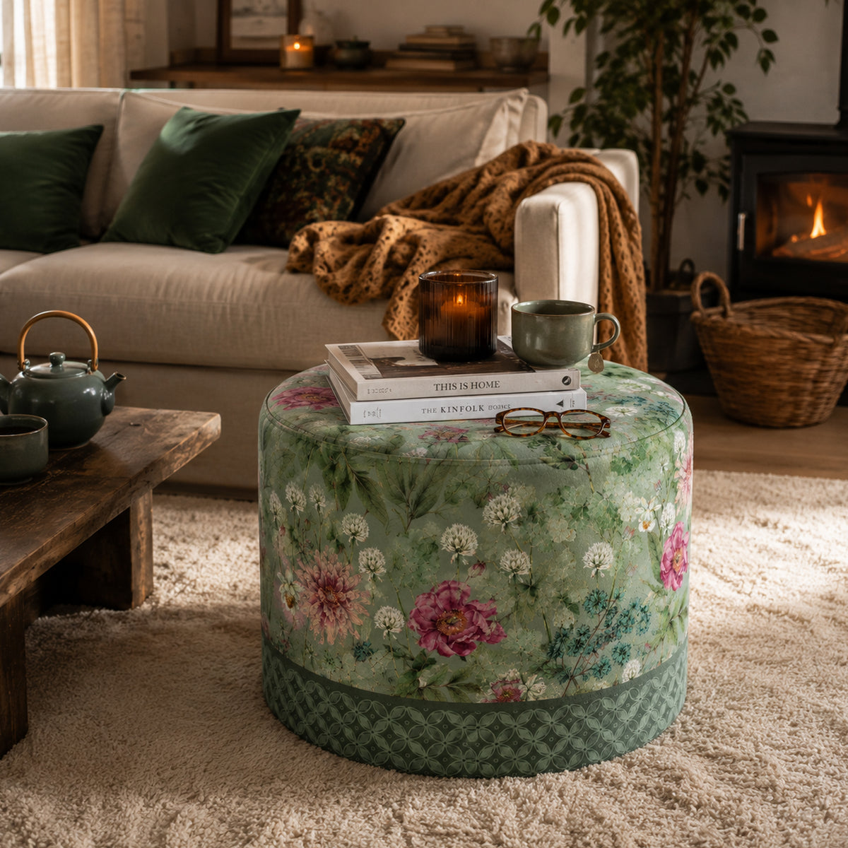 Pouf Rotondo Giardino Verde