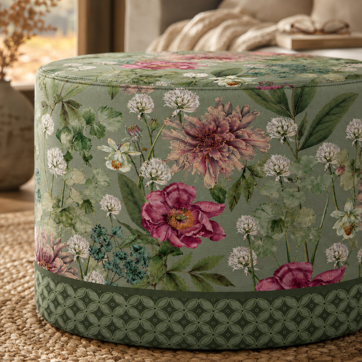 Pouf Rotondo Giardino Verde