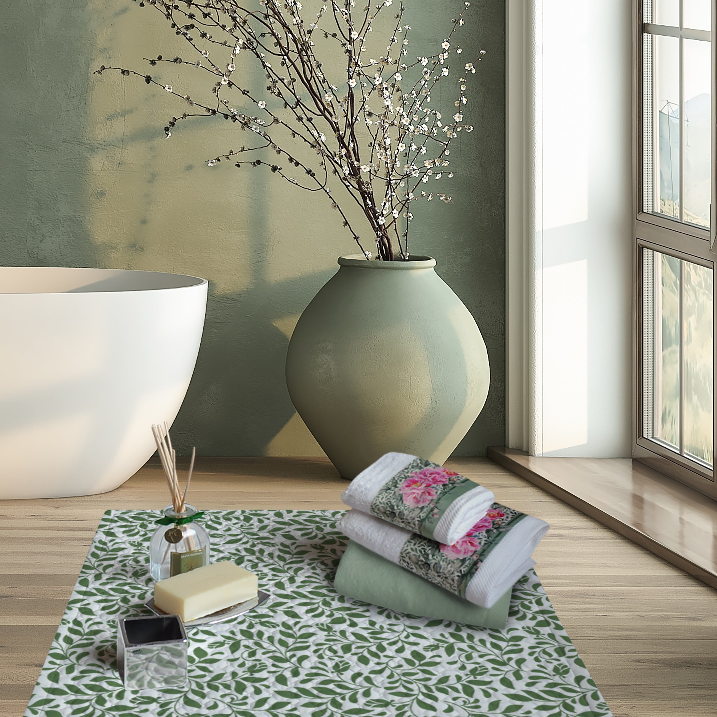 Tappeto Velluto Peony verde