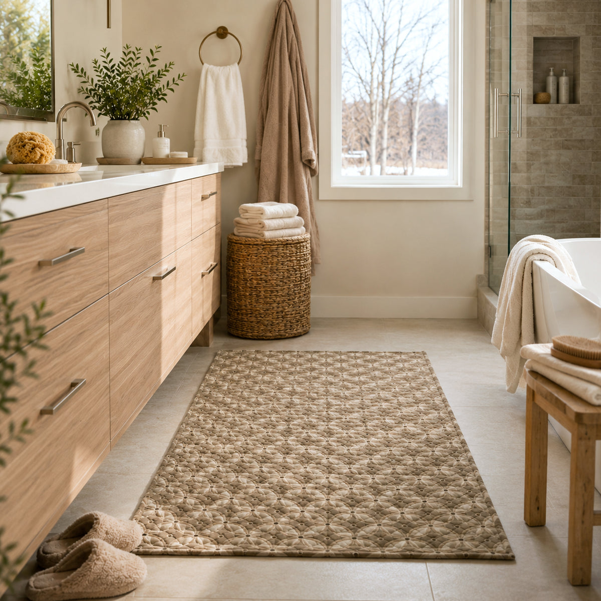 Tappeto Velluto Giardino Beige