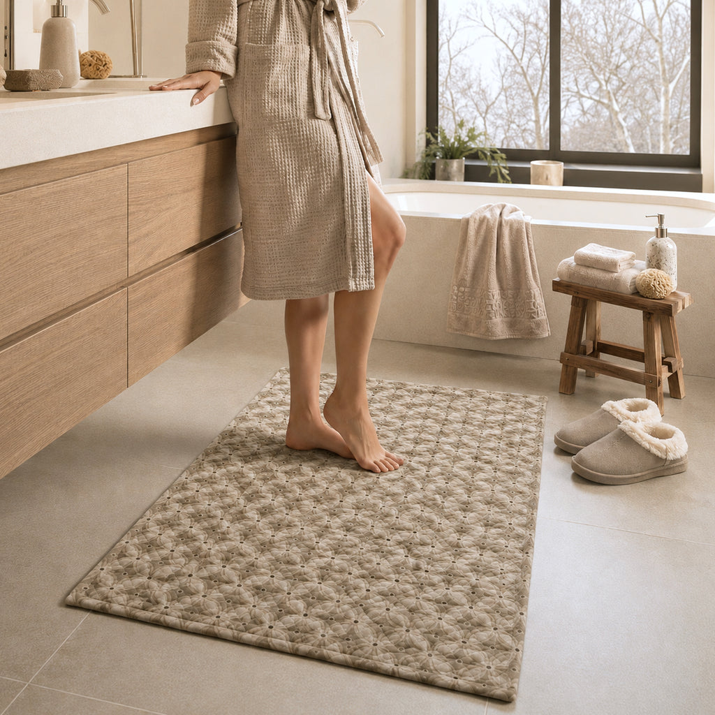 Tappeto Velluto Giardino Beige
