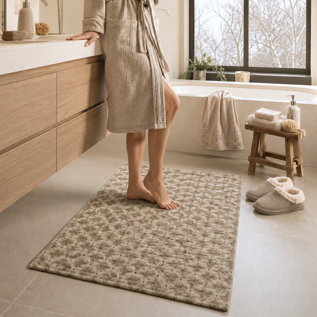 Tappeto Velluto Giardino Beige